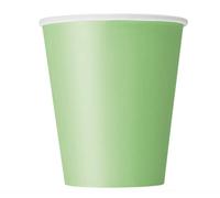 Vibrant Lime Green Solid Paper Cups (9oz) 8 Count - Vibrant, Eco-Friendly Disposable Drinkware for Parties and Events