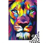 Vibrant Lion Art 1000 Piece Eco-friendly Material Colorful Pop Art Style Puzzles for Seniors Easy Grip Pieces Gift for Her Museum-quality Print 70x50cm/1000pcs