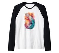 Vibrant Lizard Art Bearded Dragon Enthusiasts Raglan Baseball Tee