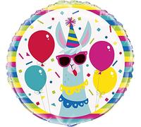 Vibrant Llama Fiesta Round Foil Balloon (45cm) - Perfect Party Decor for a Memorable Celebration - 1 Pc