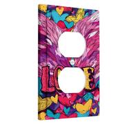 Vibrant Love Light Switch Cover Plates/Outlet Covers,Colorful Hearts for Festive Wall Accents, Thermoplastic Wall Plates,Standard Size Single Duplex Outlet
