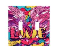 Vibrant Love Light Switch Cover Plates/Outlet Covers,Colorful Hearts for Festive Wall Accents, Thermoplastic Wall Plates,Standard Size Double Toggle