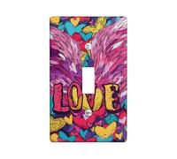 Vibrant Love Light Switch Cover Plates/Outlet Covers,Colorful Hearts for Festive Wall Accents, Thermoplastic Wall Plates,Standard Size Single Toggle