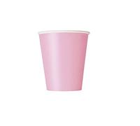Vibrant Lovely Pink Solid Paper Cups (9oz) 8 Count - Vibrant, Eco-Friendly Disposable Drinkware for Parties and Events