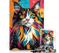 Vibrant Maine Coon Cat 1000 Pieces Jigsaw Puzzles for Teenagers Memory Strength Restful Escape Fine Cut Festive Surprise (50x75cm)