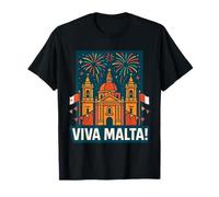 Vibrant Malta Celebration: Historic Landmark & Fireworks T-Shirt