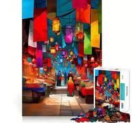 Vibrant Market Street Jigsaw for Teenagers 1000 Pieces Mind Boost Fun Clean Cut Sturdy Components Heartwarming Gathering Activity (50x75cm)