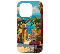 Vibrant Mediterranean Coastal Art, A Sunlit Italian Seaside Case for iPhone 15 Pro