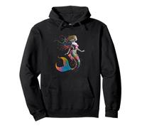 Vibrant Mermaid with Rainbow Scales Pullover Hoodie