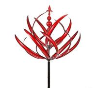 Vibrant Metal Wind Spinner, Garden Decoration Art Rotating Windmill Outdoor Ornament Yard Sculptures Weather Resistant Patio Decor Lawn Decoration Metal Craft 20x90cm in Blue Red Purple Green(Red)