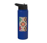 Vibrant Mexican Talavera Tile Pattern with Bold Floral Motif Stainless Steel Insulated Water Bottle