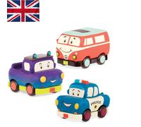 B. toys by Battat BX1909Z Mini Pull-Back Vehicles Set, Multi, 3Pc Truck, Camper Van, Police