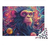 Vibrant Monkey Art-psychedelic Surreal StyleJigsaw Puzzle Animal Mind Relaxation Adults Stress Relief Wall Art Decor 1000 Pieces 52x38cm/1000pcs