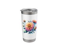 Vibrant Multi-Colored Dahlia Bloom Botanical Art Stainless Steel Insulated Tumbler
