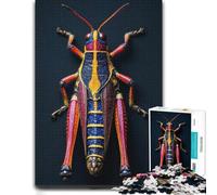 Vibrant Multicolored Grasshopper Macro Photog Jigsaw Puzzle, 1000 Piece | Choose a relaxing puzzle activity around the table for steady concentration.