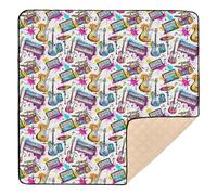 Vibrant Music Instruments Graffiti Style Soft Padded Baby Activity Play Mat for Indoor Outdoor Cozy Breathable Tummy Time & Crawling Mat for Baby Toddler Infant, 50'' x 50''