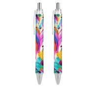 Vibrant Musical Notes Symbols Black Retractable Ballpoint Pen 0.5mm Fine Point Work Pen Quick Dry Smooth Write Pens 2 PCS AS PIC 1