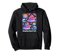 Vibrant Nautical Ship Design Navigating Nature Pullover Hoodie