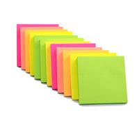 Vibrant Neon Square Sticky Notes Multipack 76x76mm (3"x3") | 1200 Sheets