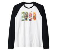 Vibrant New Orleans NOLA Jazz Crawfish Bayou Art Raglan Baseball Tee