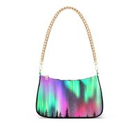 Vibrant Night Sky Colorful Aurora Lady One Shoulder Bag for Women Evening Clutch Purse Chain Strap Zipper Chain Purses