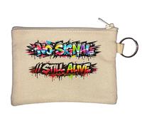 Vibrant No Signal Graffiti Art Key Chain Coin Purse Beige