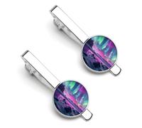 Vibrant Northern Lights Tie Clips for Men Classic Necktie Tie Bars Tie Pins for Wedding Business