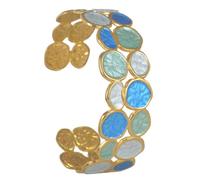 Vibrant Oil-Drop Adjustable Steel Cuff Lightweight Unisex Jewelry For Casual & Formal Wear Versatile Artistic Drip Oil Bangle