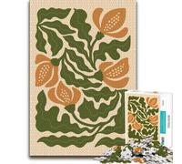 Vibrant Orange Floral Illustration - Modern B Jigsaw Puzzle, 1000 Piece | Tabletop puzzle activity around the table for rewarding progress.