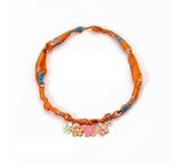 Vibrant Orange Scarf Necklace with Stainless Steel Flower & Butterfly Charm - 7-in-1 Hair Bandana, Bracelet, Boho Accessory for Women