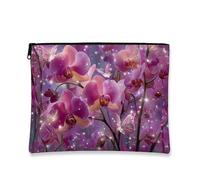Vibrant Orchid Makeup Bag, Violet Floral Fantasy Cosmetic Travel Pouch for Women, Compact Zipper Organizer, Perfect for Parties and Gift-Giving, Violet, 7x9 Inch, Orchid