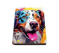Vibrant Paint Dog A5 Notebook, Pu Leather A5 Notebooks, Lined Paper Lined Notebook 180Pages/90Sheets, Homework Book for Work, Note Book for School, College Essentials Journal Diary