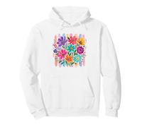 Vibrant Painterly Floral Bouquet Brushstrokes Pullover Hoodie