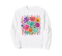 Vibrant Painterly Floral Bouquet Brushstrokes Sweatshirt