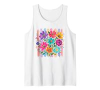 Vibrant Painterly Floral Bouquet Brushstrokes Tank Top