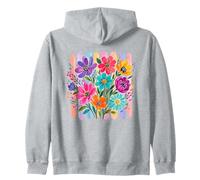 Vibrant Painterly Floral Bouquet Brushstrokes Zip Hoodie