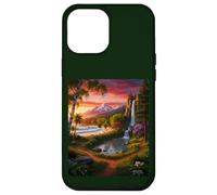 Vibrant Paradise Landscape: Sunset Mountain Waterfall Art Case for iPhone 12 Pro Max
