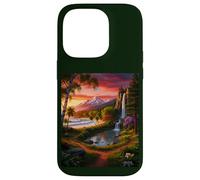 Vibrant Paradise Landscape: Sunset Mountain Waterfall Art Case for iPhone 14 Pro