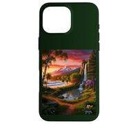 Vibrant Paradise Landscape: Sunset Mountain Waterfall Art Case for iPhone 16 Pro Max