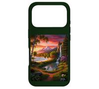 Vibrant Paradise Landscape: Sunset Mountain Waterfall Art Case for iPhone 17 Pro
