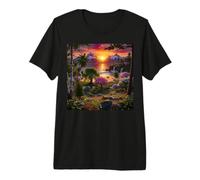 Vibrant Paradise Mountain Sunrise Nature Landscape Art Premium T-Shirt