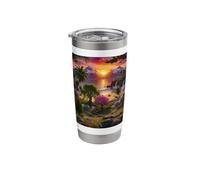 Vibrant Paradise Mountain Sunrise Nature Landscape Art Stainless Steel Insulated Tumbler