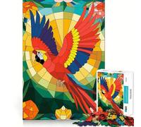 Vibrant Parrot in Stained Glass Jigsaw for Teenagers1000 Pieces Mind Boost Game Firm Fit Secure Assembly Bonding Activity for Loved Ones (50x75cm)
