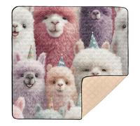 Vibrant Party Alpacas Crowd Pattern Soft Foam Baby Gym & Activity Mat for Indoor Outdoor Waterproof Tummy Time Activity Mat for Babies Infants Toddlers, 50'' x 50''