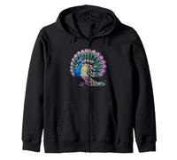 Vibrant Peacock Feathers Magnificent Tail Display Zip Hoodie