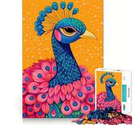 Vibrant Peacock Portrait Illustration Jigsaw for Adults 1000 Pieces Brain Memory Game Laser Cut for Flawless Fit Unique Gift for Stress Relief (50x75cm)