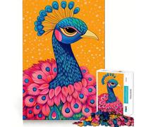 Vibrant Peacock Portrait Illustration Jigsaws for Adults1000 Pieces Brain Memory Game Fine Cut Premium Finishing Engaging Way to Pass Free Hours (38x26cm)