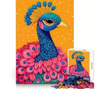 Vibrant Peacock Portrait Illustration Teenagers 1000 Piece Jigsaw Puzzle Smart Training Restful Escape Flawless Cut Xmas Surprise (50x75cm)