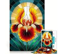 Vibrant Phoenix Iris in Stained Glass Jigsaw 1000 Pieces Focus Building Toy Zero Gap Rewarding Activity for Rainy Days (50x75cm)