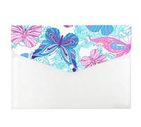 Vibrant Pink and Blue Butterflies File Organiser, Plastic Wallet Folders A4, File Folder, Clear A4 Plastic Wallets, Expanding Organiser with Snap Button, Document Case for School Office Home Travel